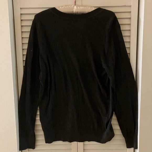 Quince Lightweight V-neck Cotton Cashmere Heather Charcoal Gray Sweater - Picture 6 of 9